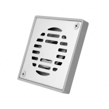 COLADERA CUADRADA DE ABS GRIS CON REJILLA DE ACERO INOXIDABLE CALIBRE 18 Y VAO PC-162